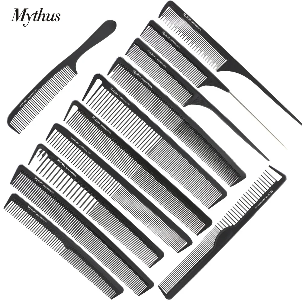 Mythus 12 Designs Professional Heat Resistant Antistatic Carbon Hairdressing Comb Set Barber Haircut Comb For Hair Styling Tools
Mythus 12 Designs Professional Heat Resistant Antistatic Carbon Hairdressing Comb Set Barber Haircut Comb For Hair Styling Tools