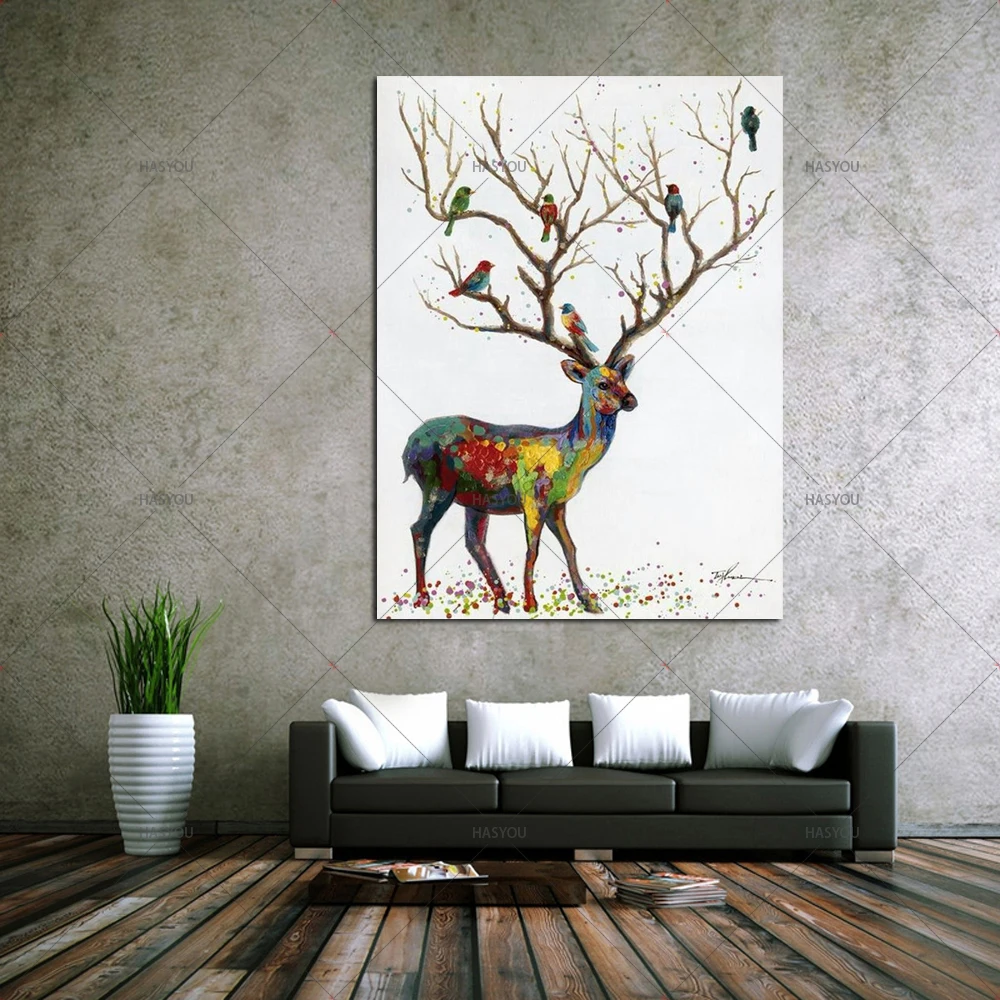 Hnadmade deer pictures paintings 100% hand painted canvas cartoon animal oil paintings Colorful deer for living room or bedroom
Hnadmade deer pictures paintings 100% hand painted canvas cartoon animal oil paintings Colorful deer for living room or bedroom