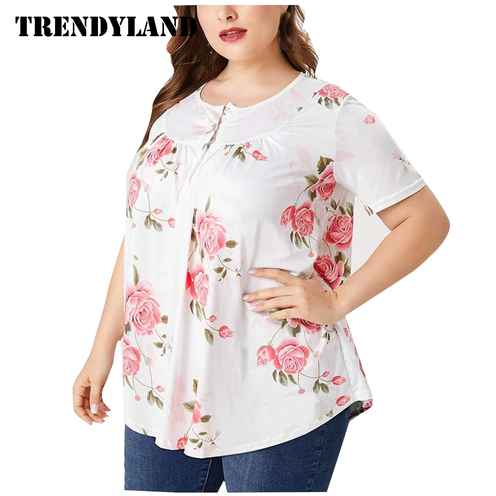 Trendyland Women Plus Size Fashion Flower Printing Short Sleeves O-Neck Shirt Blouse Tops Bohemian Style Oversized Blouse
Trendyland Women Plus Size Fashion Flower Printing Short Sleeves O-Neck Shirt Blouse Tops Bohemian Style Oversized Blouse
