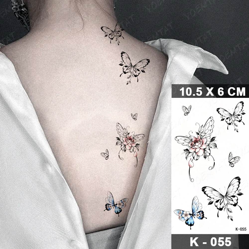 Butterfly Temporary Tattoo Sticker Rose Flower Red Blue Fake Tatu Shoulder Back Waist Men Women Glitter Kids Tato Body Art 2021
Butterfly Temporary Tattoo Sticker Rose Flower Red Blue Fake Tatu Shoulder Back Waist Men Women Glitter Kids Tato Body Art 2021