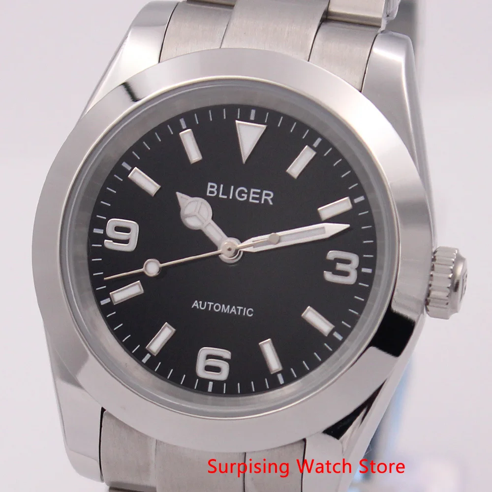 Фото Мужские автоматические механические часы Bliger 40 мм роскошные брендовые светящиеся водонепроницаемые(China)