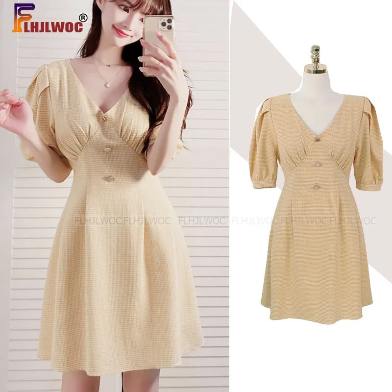Cute Chic Dress Date Girls Women Summer Korea Japanese Style Design A Line Button Lattice Plaid Dress Flhjlwoc Vestido
Cute Chic Dress Date Girls Women Summer Korea Japanese Style Design A Line Button Lattice Plaid Dress Flhjlwoc Vestido