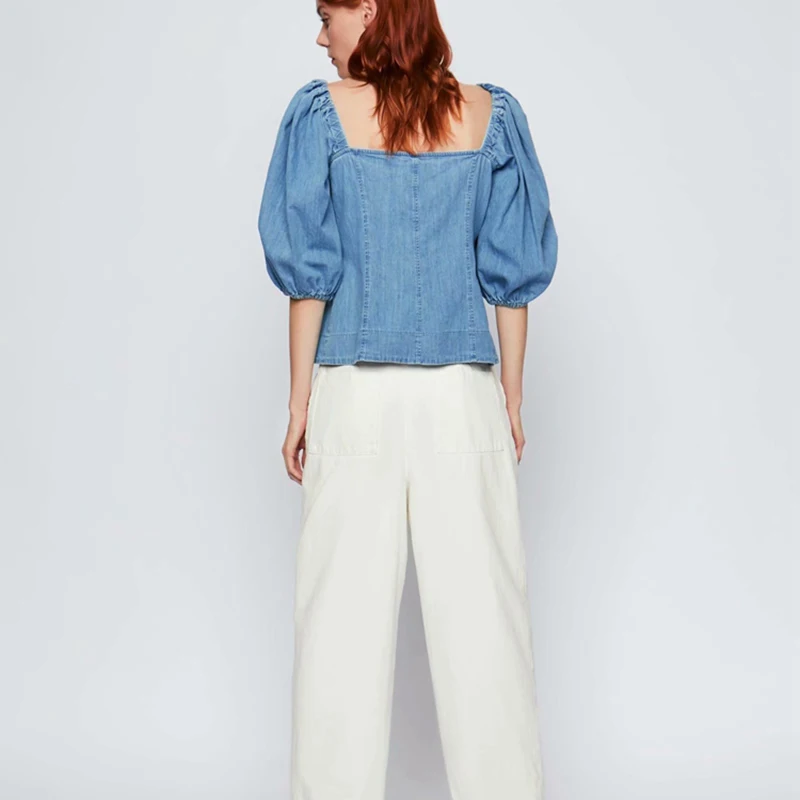 HWLZLTZHT Stylish Short Style Pleated Denim Blouses Women 2020 Fashion Puff Sleeve Shirts Vintage Chic Crop Top Blusas Mujer
HWLZLTZHT Stylish Short Style Pleated Denim Blouses Women 2020 Fashion Puff Sleeve Shirts Vintage Chic Crop Top Blusas Mujer