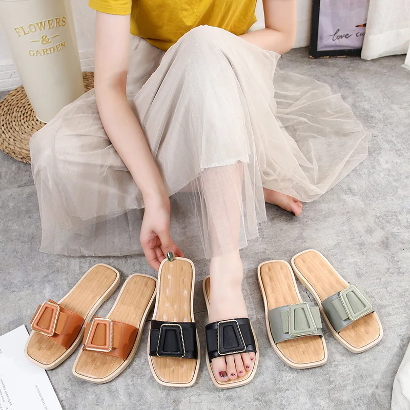 New Women Bowknot Slippers Female Buckle Flat Heel Sandals Ladies Wood Grain Korean Style Slides Anti-slip Soft Bottom Shoes
New Women Bowknot Slippers Female Buckle Flat Heel Sandals Ladies Wood Grain Korean Style Slides Anti-slip Soft Bottom Shoes