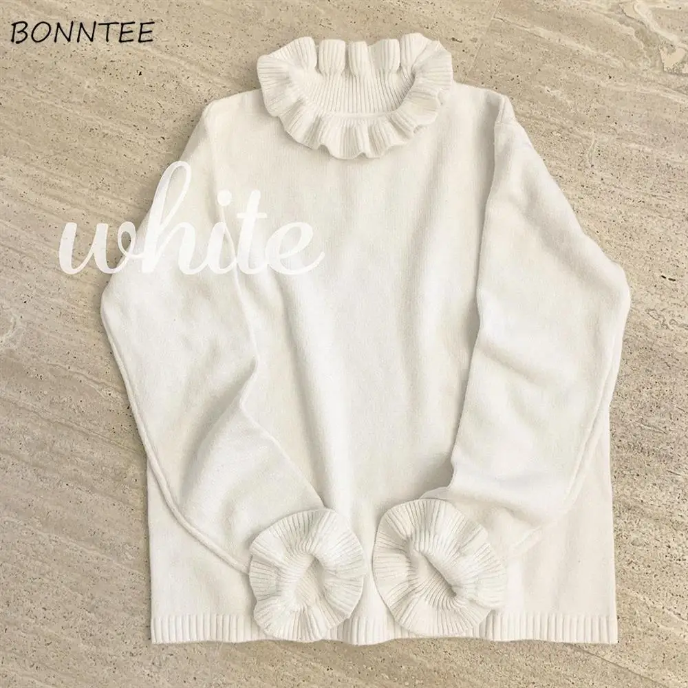 Sweaters Women Kawaii Ruffles Design College Solid Chic Girls Sweater All-match Ulzzang Simple Soft Long Sleeve Ladies Knitwear
Sweaters Women Kawaii Ruffles Design College Solid Chic Girls Sweater All-match Ulzzang Simple Soft Long Sleeve Ladies Knitwear