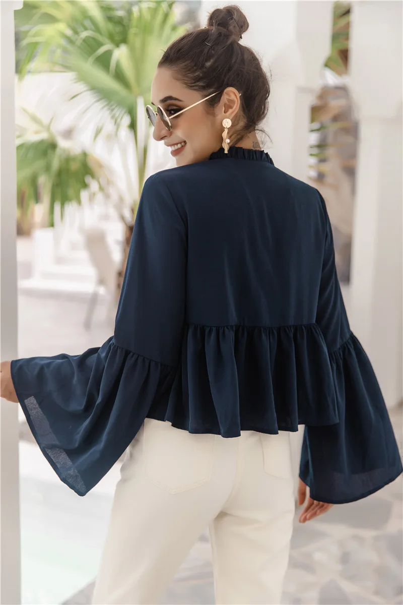 Women's Wear Trumpet Sleeve Long Sleeve Women's Wear Top Slim Fashion Women's Wear
Women's Wear Trumpet Sleeve Long Sleeve Women's Wear Top Slim Fashion Women's Wear