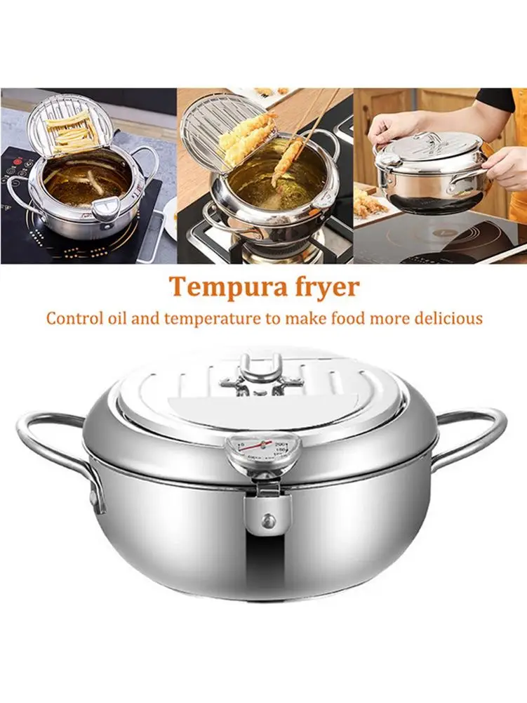 Tempura Deep Fryer With Lid Household Fryer With Thermometer For Frying Pot Grill Hotpot Kitchen Cookware Utensils Fryer
Tempura Deep Fryer With Lid Household Fryer With Thermometer For Frying Pot Grill Hotpot Kitchen Cookware Utensils Fryer