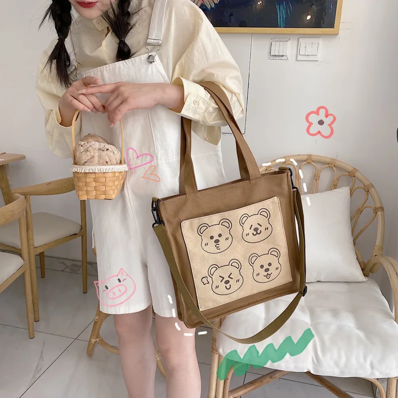 Cute Bear Canvas Bag Messenger Bag Ins Large-capacity Women's Shoulder Bag Tote Bag Mobile Wallet Fashion Handbag Shopping Bag
Cute Bear Canvas Bag Messenger Bag Ins Large-capacity Women's Shoulder Bag Tote Bag Mobile Wallet Fashion Handbag Shopping Bag