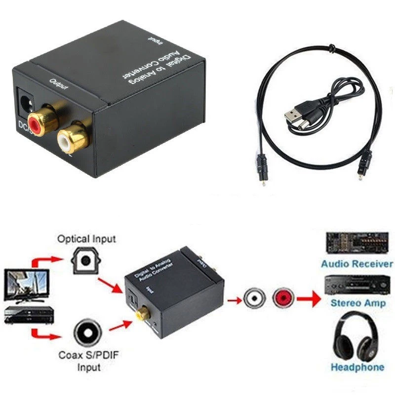 Цифровой оптический переходник Toslink SPDIF Coax в аналоговый RCA|Кабели VGA| |