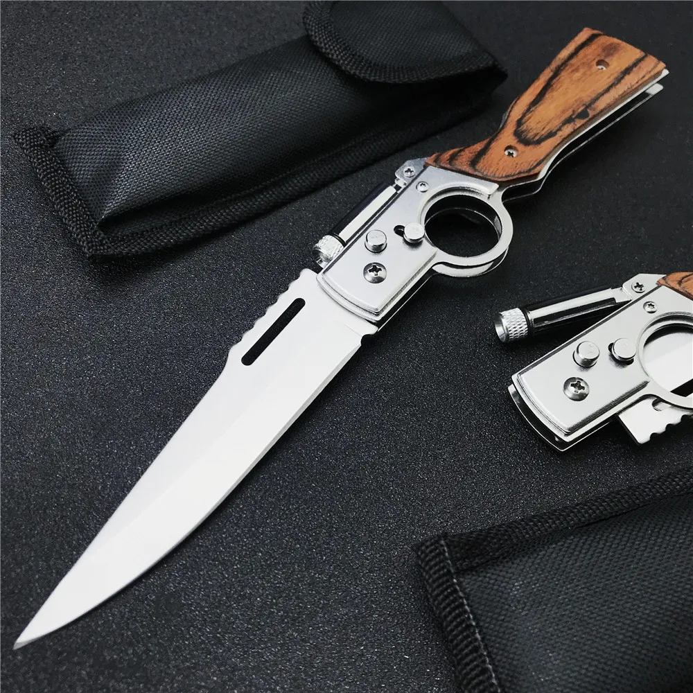 AK47 Big Folding Pocket Assisted Open Knife 440 Blade Wood Handle Outdoor EDC Tool Tactical Camping Survival Knives + LED light
AK47 Big Folding Pocket Assisted Open Knife 440 Blade Wood Handle Outdoor EDC Tool Tactical Camping Survival Knives + LED light