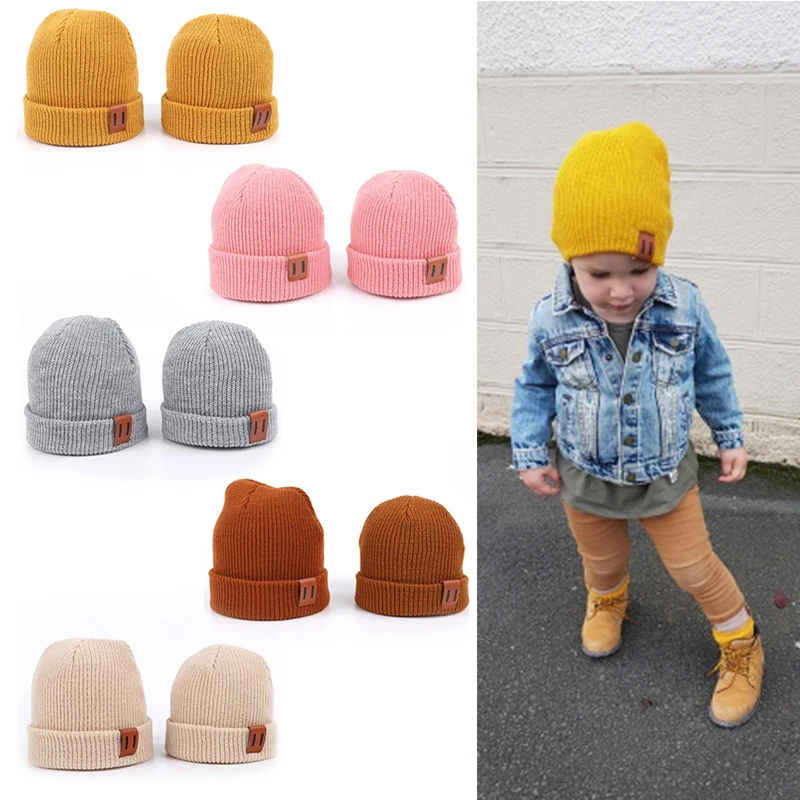 

1/2pcs Winter Parent-child Hats Mom Dad Women Man Toddle Kids Baby Boy Girl Winter Warm Caps Knit Beanie Hat Adults Kids Caps