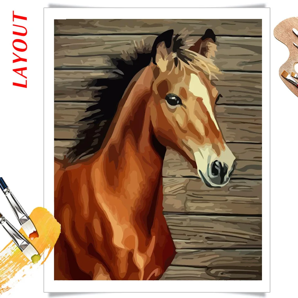 AZQSD Хо Краски ing по номерам лошадь картины животных ручная Комплект на холсте