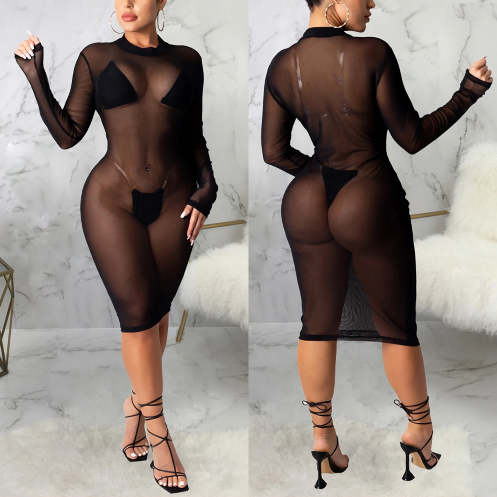 Women's Sexy Mesh Floral Print Swimsuit Cover Up Long Sleeve Beach See Through Dress Solid Color Tight Blouse
Women's Sexy Mesh Floral Print Swimsuit Cover Up Long Sleeve Beach See Through Dress Solid Color Tight Blouse