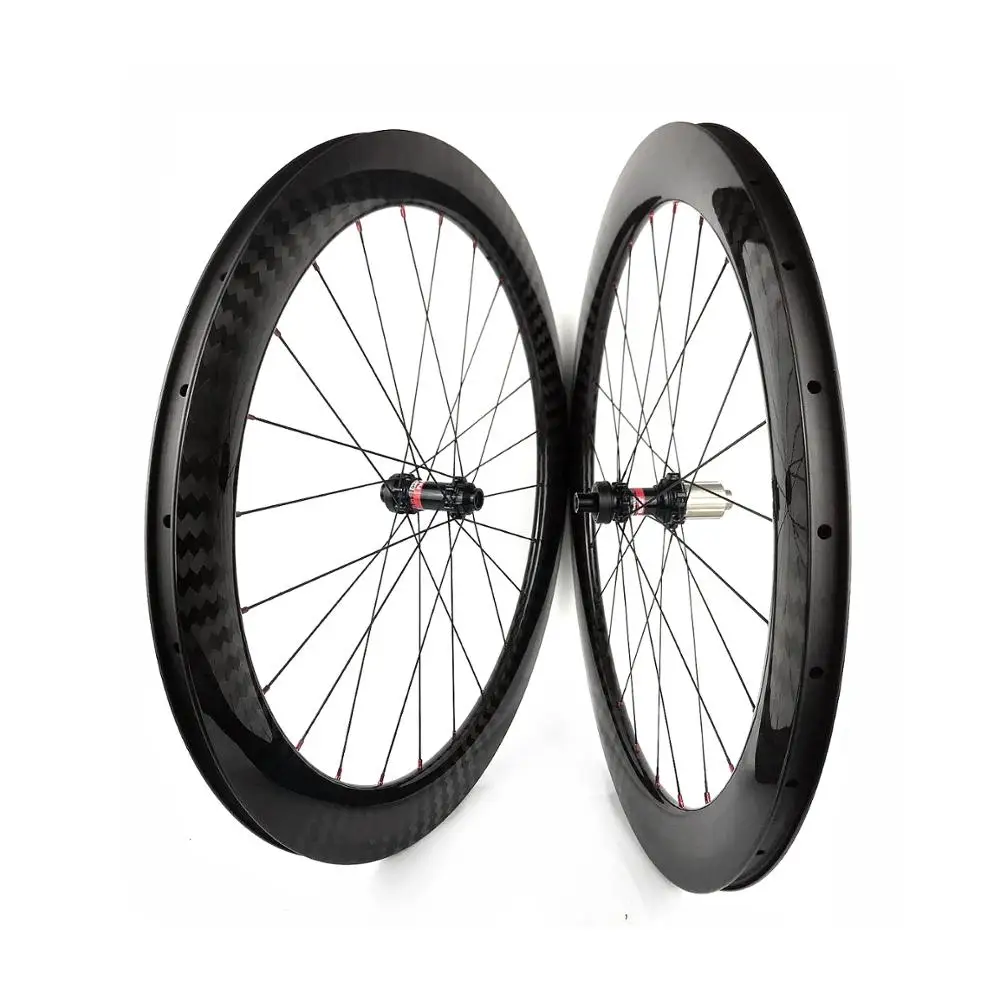 700C 60mm depth Road disc brake carbon wheels 25mm width clincher/tubular carbon wheelset 12k twill glossy with novatec 411/412
700C 60mm depth Road disc brake carbon wheels 25mm width clincher/tubular carbon wheelset 12k twill glossy with novatec 411/412