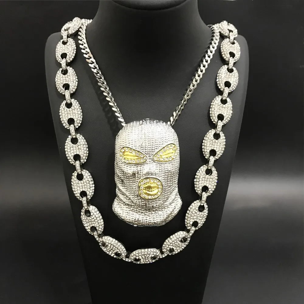 Hip Hop Men Gold Silver Color Full Coffee Beans Necklace Ice Out Crystal Miami Cuban Black Masked Man Necklace Pendant For Men
Hip Hop Men Gold Silver Color Full Coffee Beans Necklace Ice Out Crystal Miami Cuban Black Masked Man Necklace Pendant For Men