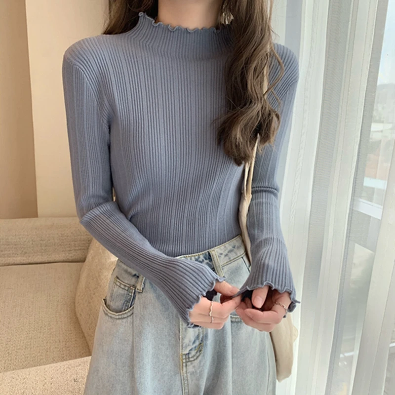 Summer New Women's Sweater Half High Collar Long Sleeve Tops Solid Color Slim Knitting Hedging Comfortable Casual Fashion
Summer New Women's Sweater Half High Collar Long Sleeve Tops Solid Color Slim Knitting Hedging Comfortable Casual Fashion