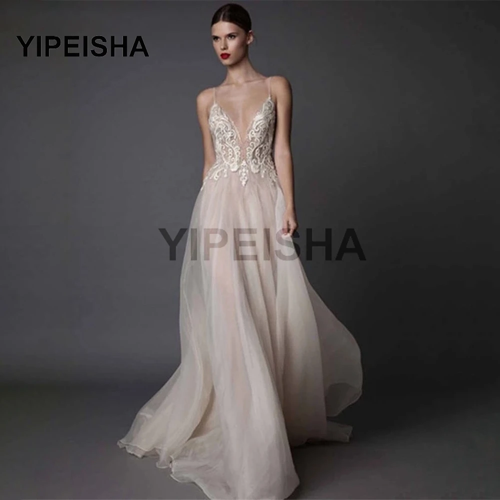 Sexy Deep V Neck A-Line Evening Dress Spaghetti Strap Lace Appliques Backless Tulle Floor Length Prom Party Gown robes de soirée
Sexy Deep V Neck A-Line Evening Dress Spaghetti Strap Lace Appliques Backless Tulle Floor Length Prom Party Gown robes de soirée