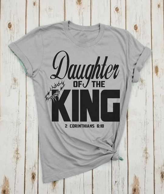 

Daughter Of The King Crown funny slogan graphci women fashion camiseta rosa feminina t-shirt grunge tumblr asual tee top
