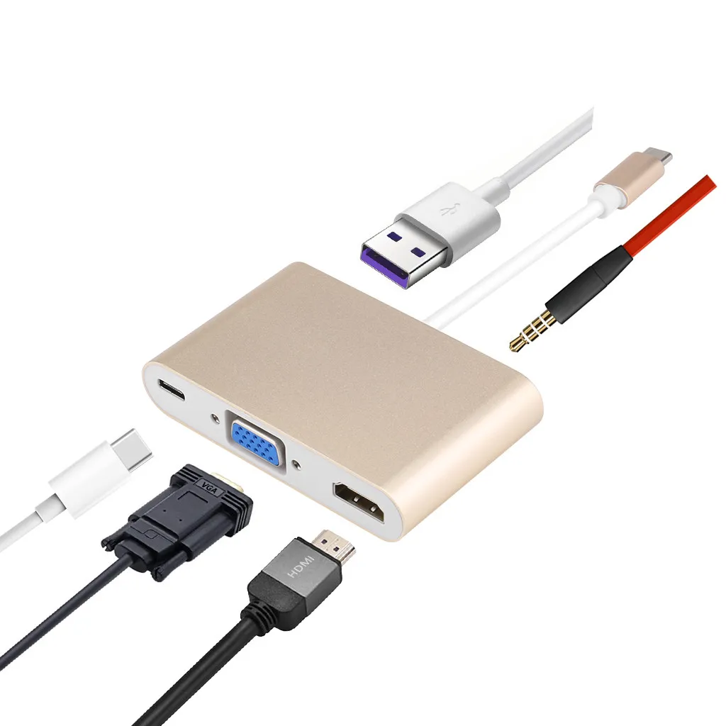OMESHIN концентратор USB Type C к 3 0 HDMI VGA аудио адаптер 5 в 1 многопортовый конвертер Тип