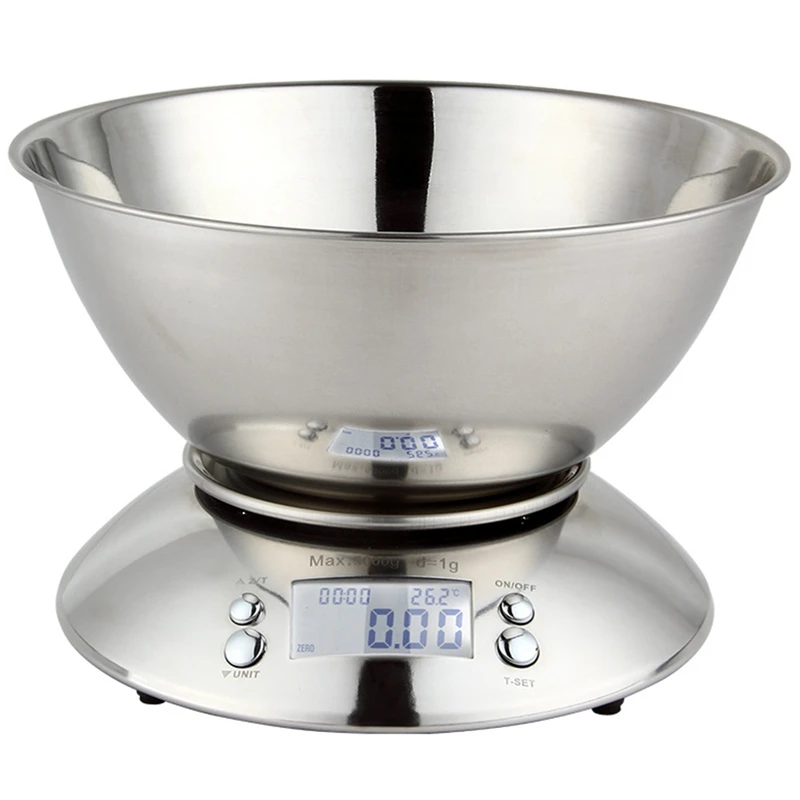 Digital Kitchen Scale High Accuracy 11Lb/5Kg Food Scale with Removable Bowl Room Temperature,Stainless Steel Scale
Digital Kitchen Scale High Accuracy 11Lb/5Kg Food Scale with Removable Bowl Room Temperature,Stainless Steel Scale