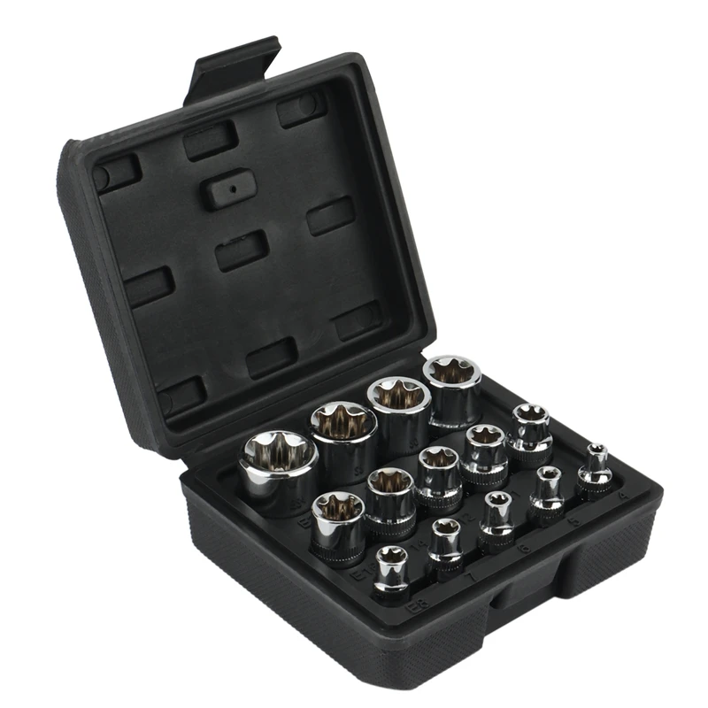 14PCS Black E-Type 6-Flower Socket Head Combination Wrench 1/2 3/8 1/4 Auto Repair Tool E4-24Mm
14PCS Black E-Type 6-Flower Socket Head Combination Wrench 1/2 3/8 1/4 Auto Repair Tool E4-24Mm