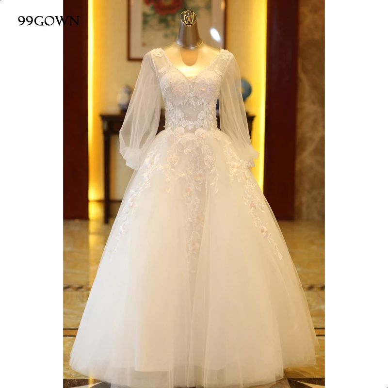 99GOWN Women Wedding Dress Simple Wedding Ball Gown A-Line Three Quarter Lantern Sleeve Lace-Up Bridal Wedding Dresses
99GOWN Women Wedding Dress Simple Wedding Ball Gown A-Line Three Quarter Lantern Sleeve Lace-Up Bridal Wedding Dresses