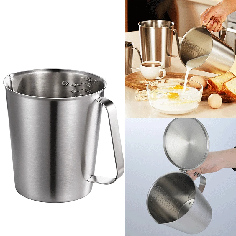 

304 Thick Stainless Steel Measuring Cup Scale Milk Tea Mug Kitchen Baking Measurement Tools 500ml/700ml/1000ml/1500ml/2000ml