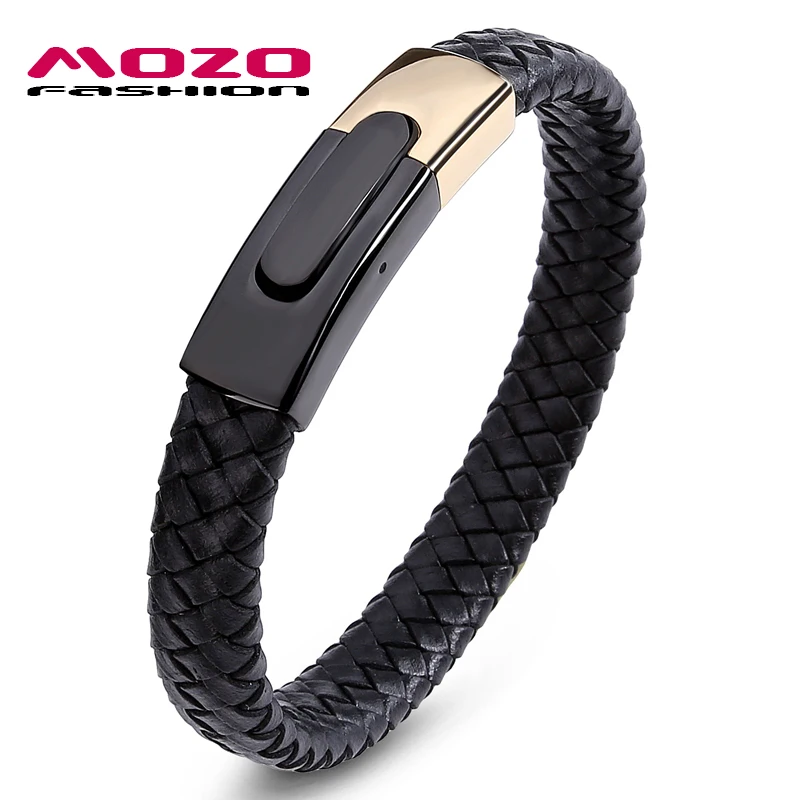 Fashion Men Bracelet Black Braided Leather Rope Stainless Steel Exquisite Snaps Wristband Male Punk Jewelry 018
Fashion Men Bracelet Black Braided Leather Rope Stainless Steel Exquisite Snaps Wristband Male Punk Jewelry 018