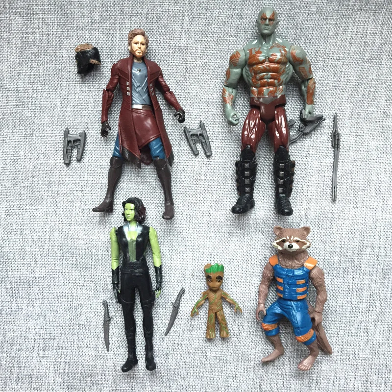 Marvel Avengers Guardians Of The Galaxy Star Lord Groot Gamora Drax Destroyer Rocket Raccoon Action Figure Toy Kid 5Pcs/set | Игрушки и
