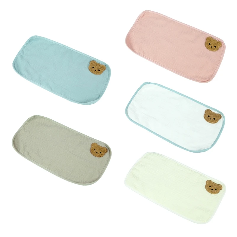 

67JC Baby Feeding Towel Cute Bear Printed Pillow Towels Handkerchief Cotton Anti-spit Burp Cloth Soft Absorbent Facecloth