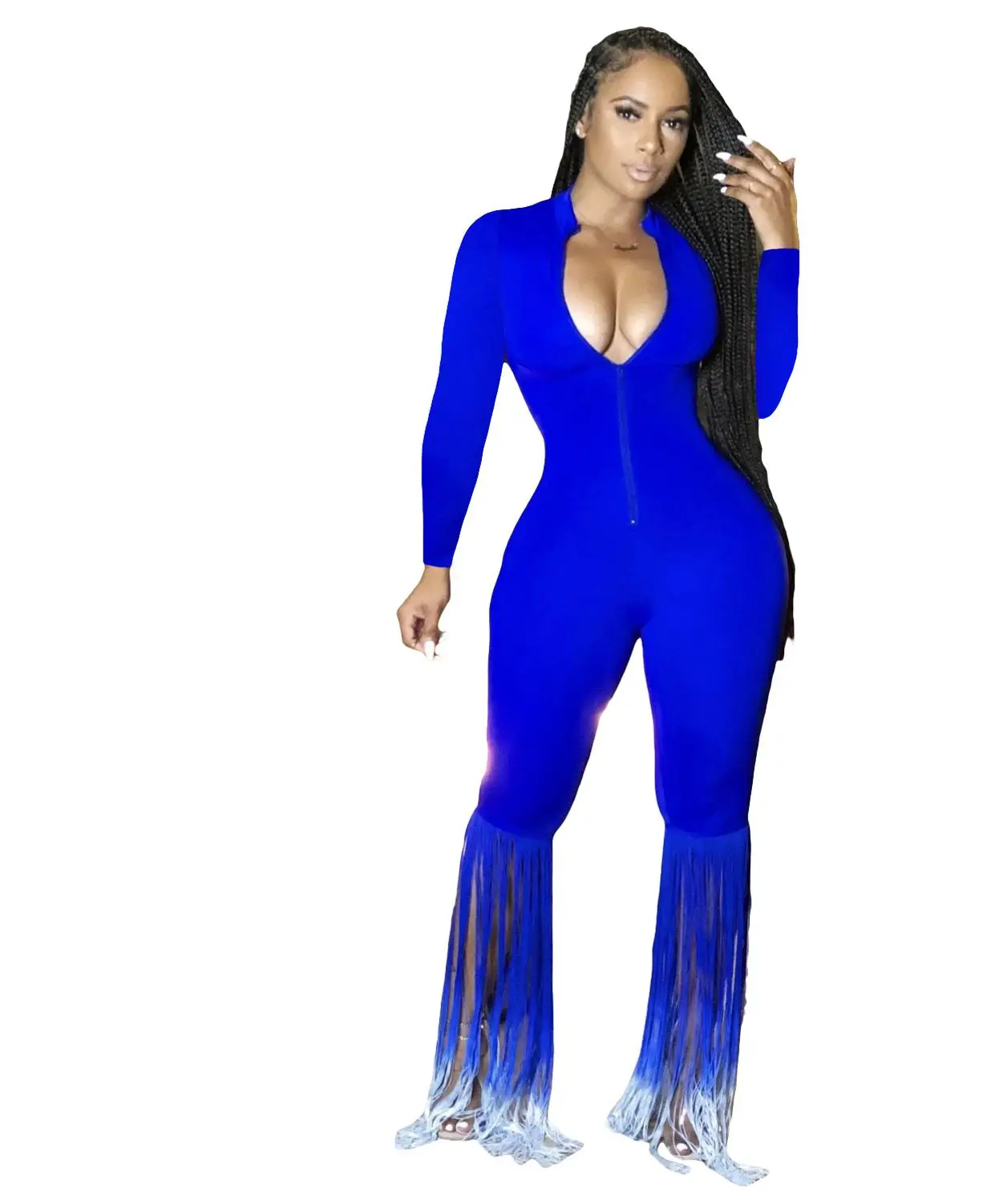 Charming Women Solid Jumpsuijts Fashionable Long Tassel Bottom Sexy Deep V Neck Long Sleeves Rompers Nightclub Party Streetwear
Charming Women Solid Jumpsuijts Fashionable Long Tassel Bottom Sexy Deep V Neck Long Sleeves Rompers Nightclub Party Streetwear
