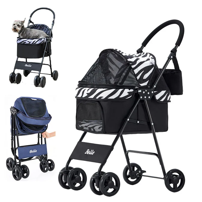 

Luxury Pet Dog Stroller Baby Stroller Newborn Foldable 4 Wheels Shock Absorption Stroller Cat Transporter Carrier&Raincover Gift