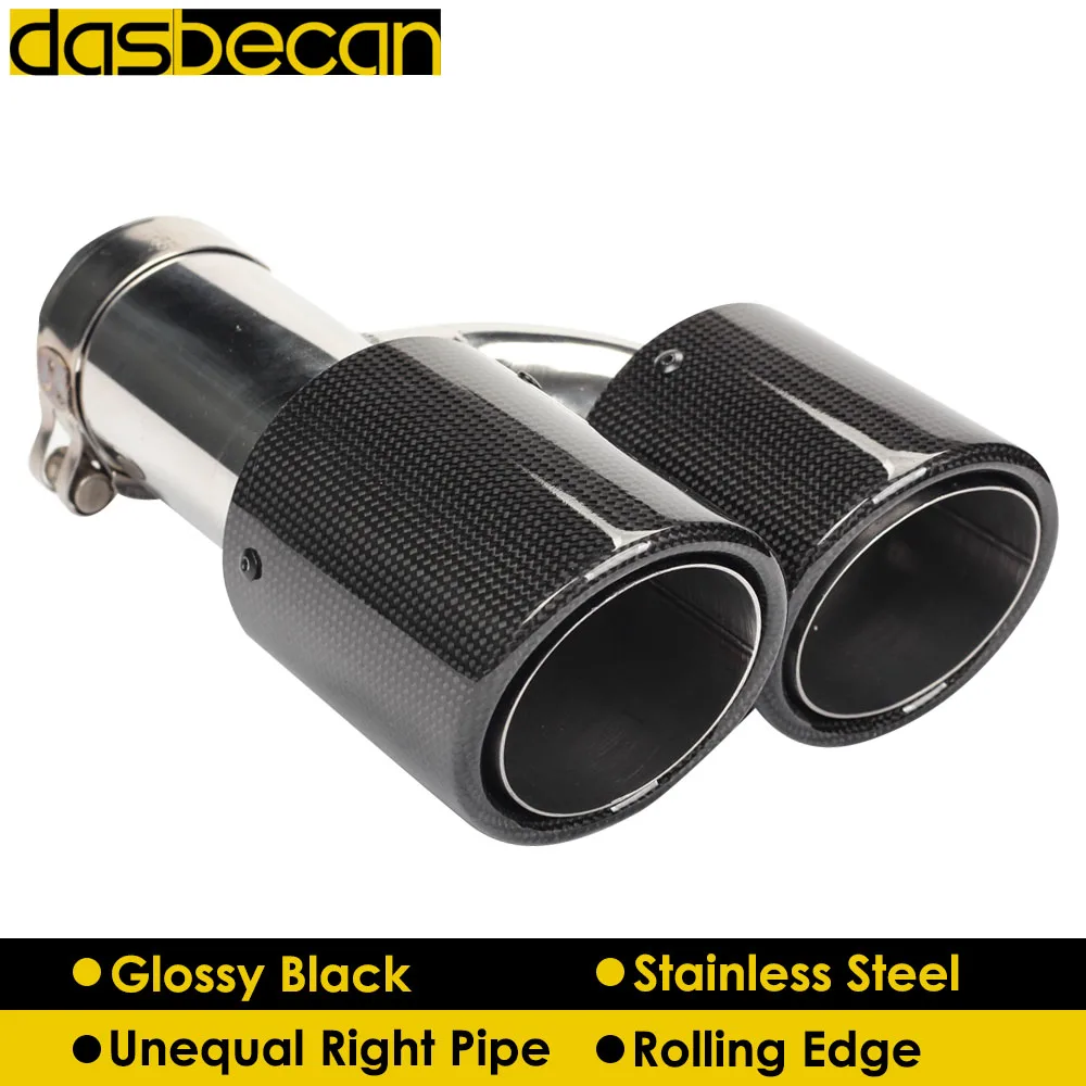 Dasbecan Car Dual H Model Muffler Exhaust Tips Glossy Black Carbon Fiber Exhaust Unequal Right Pipe Rolling End Tip Universal
Dasbecan Car Dual H Model Muffler Exhaust Tips Glossy Black Carbon Fiber Exhaust Unequal Right Pipe Rolling End Tip Universal