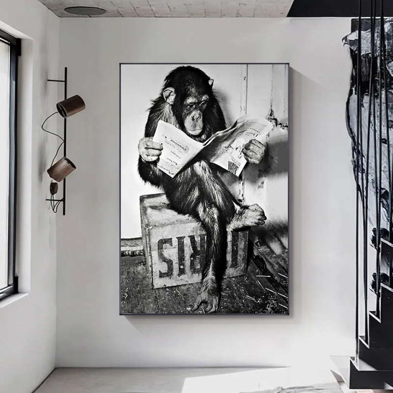 Funny Monkey Poster and Print Reading Newspaper Painting Washroom Restroom Decor Picture for Living Room Decoration
Funny Monkey Poster and Print Reading Newspaper Painting Washroom Restroom Decor Picture for Living Room Decoration