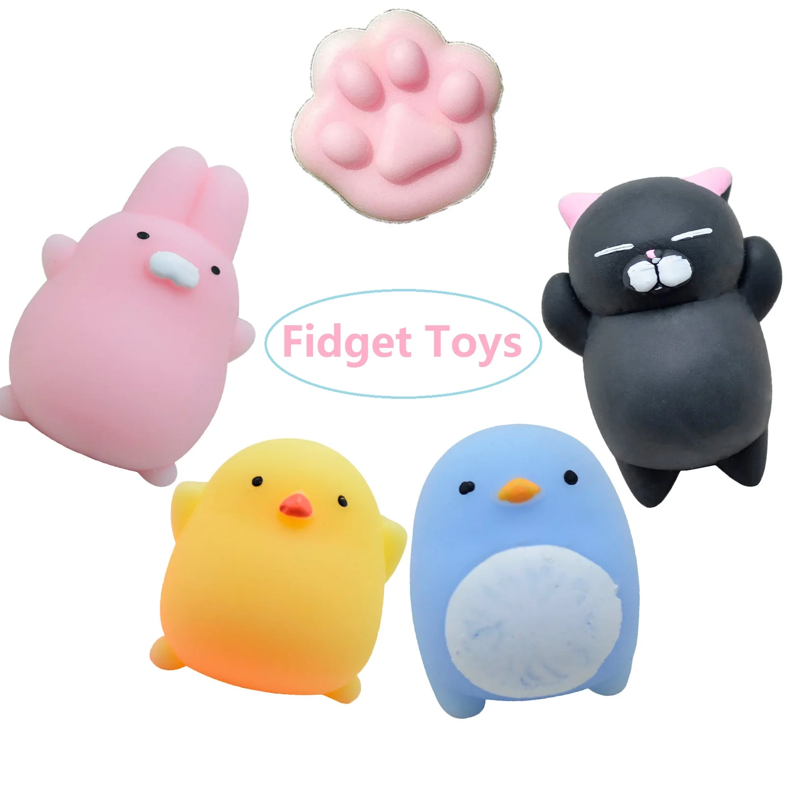 

Kawaii Animals Fidget Toys Cute Mochi Squishy Cat Squeeze Healing Fun Kids Kawaii Toy Stress Reliever Decor For Kids Adults