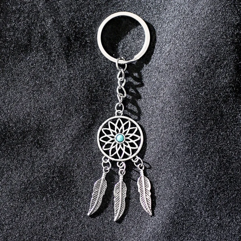 Mini Car Dream net Catcher Beaded Natural Feathers Handcraft Chic Hanging Ornaments Mirror Bedroom Wall Decor Native Ring | Дом и сад