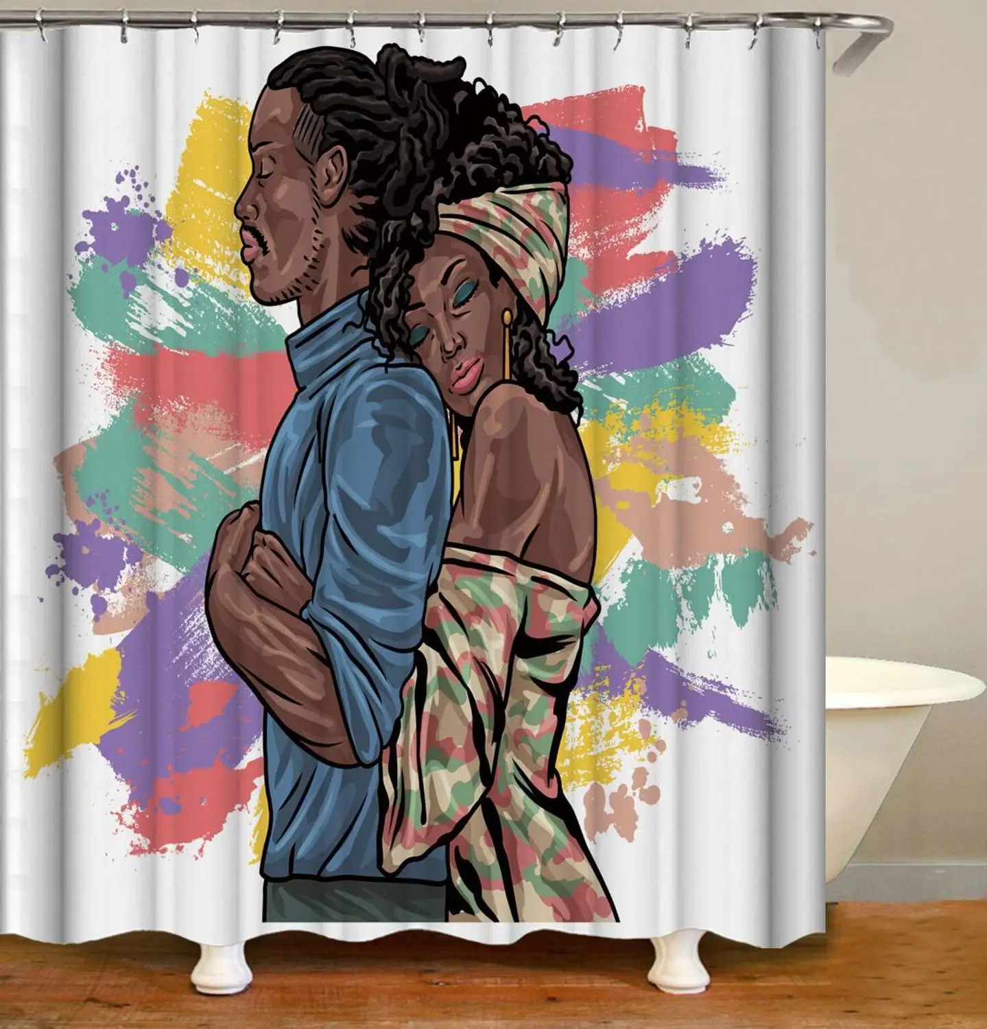 Shower Curtain, Bathroom Curtains-African Woman,Man,Hug from Back,Touch,Power,Love,Lovers,Sweetheart
Shower Curtain, Bathroom Curtains-African Woman,Man,Hug from Back,Touch,Power,Love,Lovers,Sweetheart