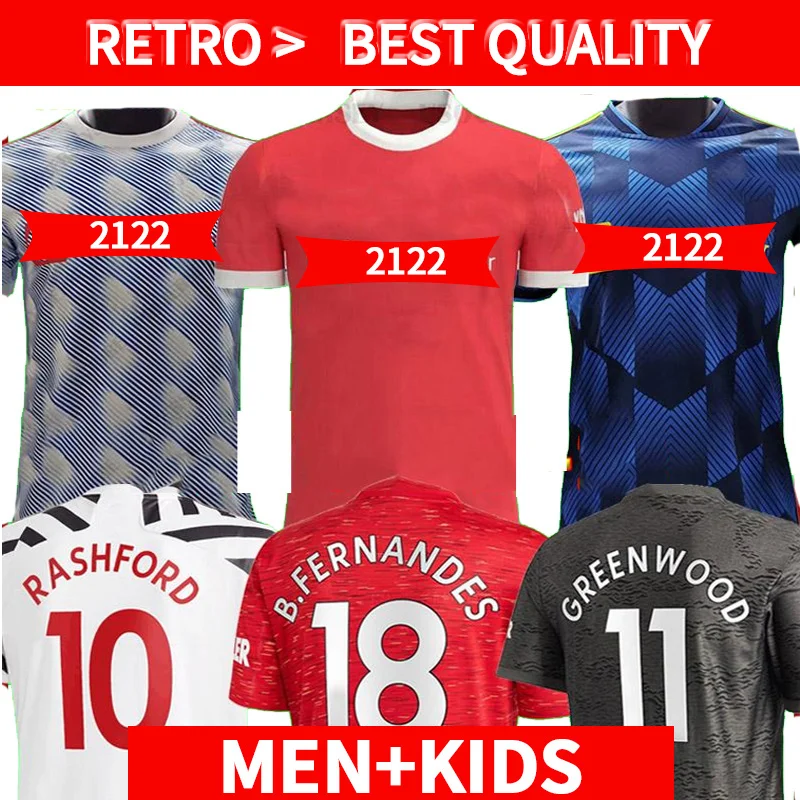 

Player verison Manchester soccer jersey 2021 2022 UNITED CAVANI UTD VAN DE BEEK B. FERNANDES RASHFORD football shirt 21 22 kids