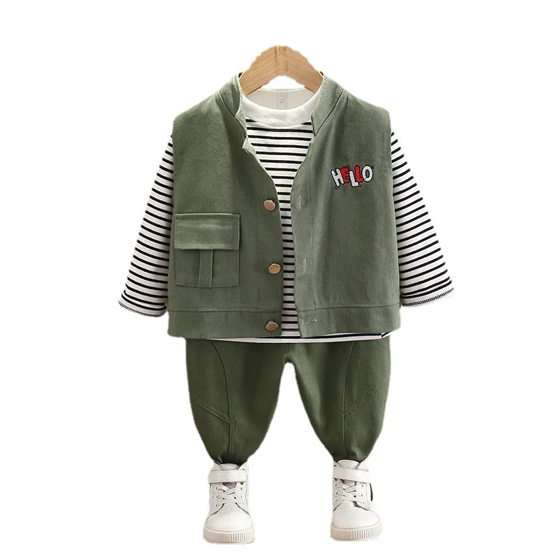 New Spring Baby Boys Clothes Children Vest Striped T-Shirt Pants 3Pcs/Sets Autumn Toddler Casual Costume Kids Cotton Tracksuits
New Spring Baby Boys Clothes Children Vest Striped T-Shirt Pants 3Pcs/Sets Autumn Toddler Casual Costume Kids Cotton Tracksuits
