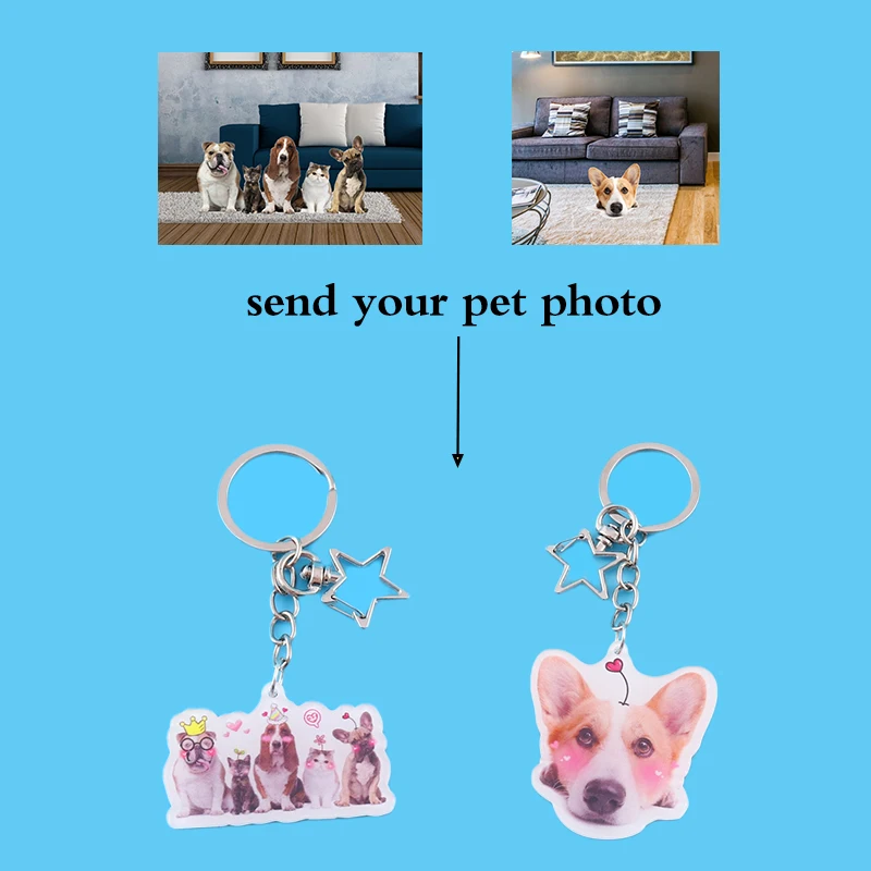 Фото Брелок для ключей на заказ фото собаки двусторонний персонализированный брелок(China)
