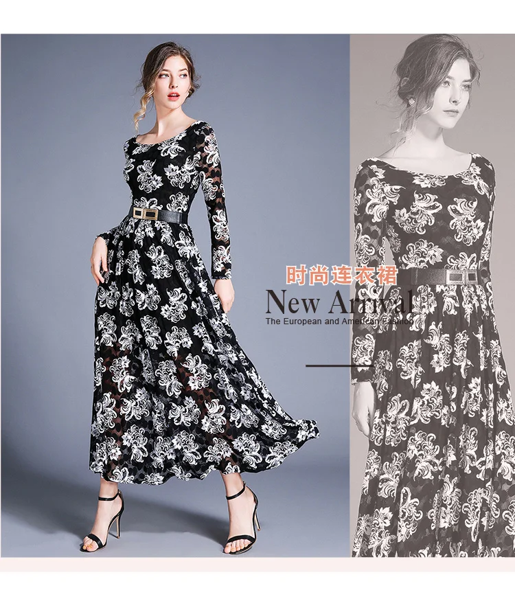 2019 Autumn New Women's fashion lace flower long dress 8304
2019 Autumn New Women's fashion lace flower long dress 8304