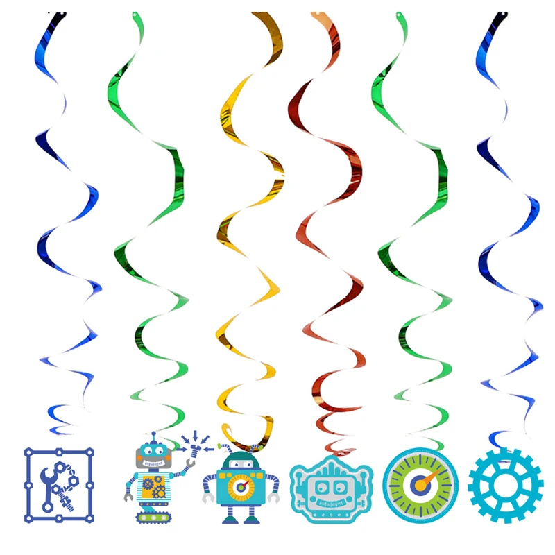 6pcs/lot Cartoon Robot Design Decorate Ceiling Hanging Swirls Birthday Party Garlands Festival Party DIY Baby Shower Streamers
6pcs/lot Cartoon Robot Design Decorate Ceiling Hanging Swirls Birthday Party Garlands Festival Party DIY Baby Shower Streamers