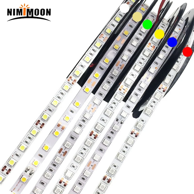 Цветная (RGB) Светодиодные ленты светильник 5 м SMD 5050 DC12V 60 светодиодов/M