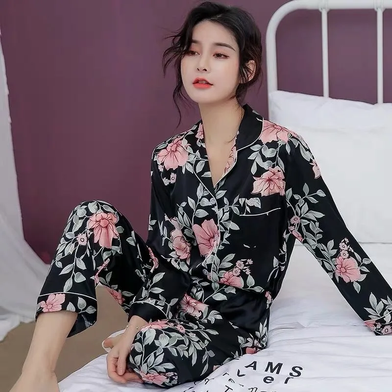 Plus Size Pajamas Set Women Spring Print Flower Sleepwear Pijamas Suit Long Sleeve 2PCS Shirt&Pant Silky Soft Satin Home Clothes
Plus Size Pajamas Set Women Spring Print Flower Sleepwear Pijamas Suit Long Sleeve 2PCS Shirt&Pant Silky Soft Satin Home Clothes