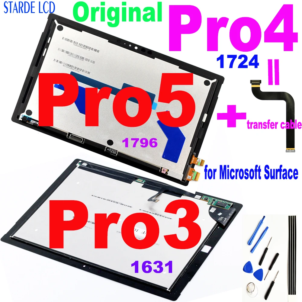

Original LCD for Microsoft Surface Pro 3 1631 Pro 4 1724 Pro 5 1796 LCD Display Touch Screen Digitizer Assembly for Pro3 Display