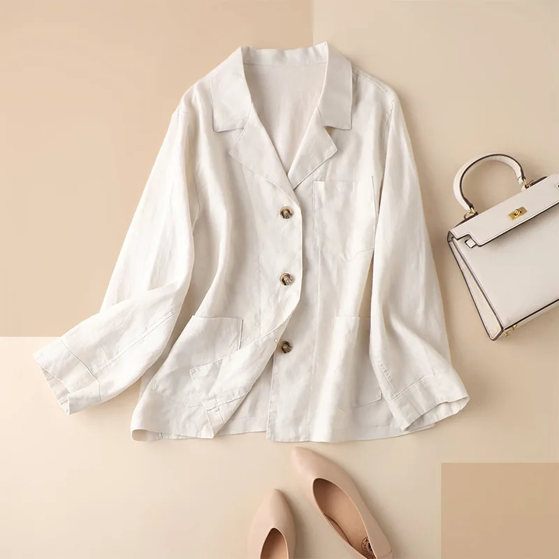 Shuchan 2021 Linen Women Blazers Single Breasted Thin Summer Notched Pockets Casual Jackets Women Clothing Solid 
Shuchan 2021 Linen Women Blazers Single Breasted Thin Summer Notched Pockets Casual Jackets Women Clothing Solid