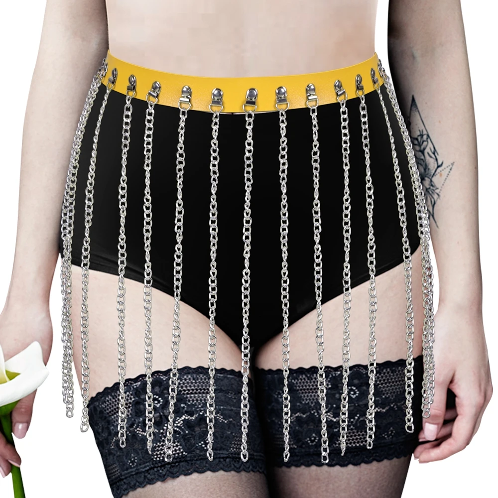 Women Leather Garter Belt Chain Decoratio Skirt Bondage Stockings Shoulder Strap High Waist Garter Belt Goth Body Harness Cage
Women Leather Garter Belt Chain Decoratio Skirt Bondage Stockings Shoulder Strap High Waist Garter Belt Goth Body Harness Cage