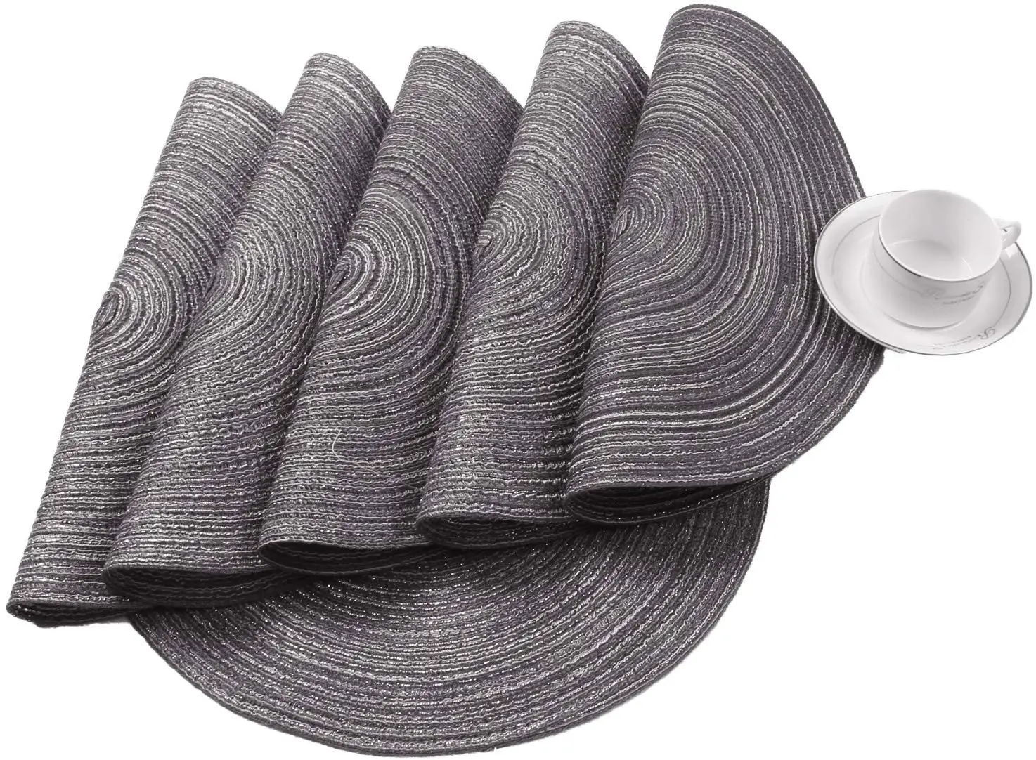METABLE Round Braided Placemats Set of 6 Round Table Mats 15 inch Cotton Washable for Holiday Party (Black Grey, 6)
METABLE Round Braided Placemats Set of 6 Round Table Mats 15 inch Cotton Washable for Holiday Party (Black Grey, 6)