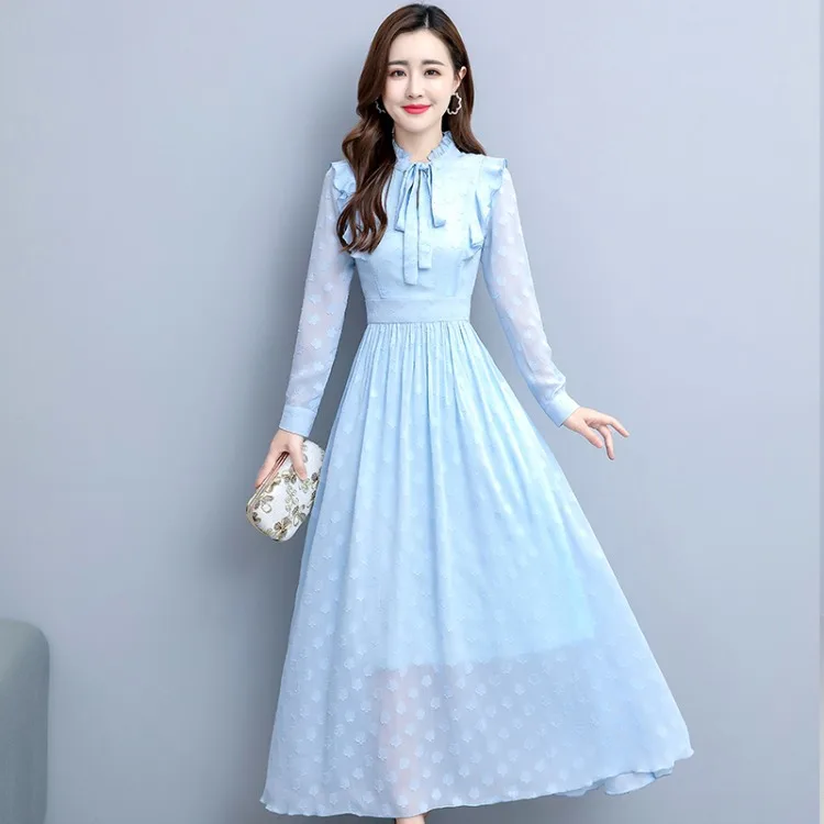 Early autumn 2021 spring and summer new lady chiffon dress women waist thin temperament medium-length jaculin long skirt
Early autumn 2021 spring and summer new lady chiffon dress women waist thin temperament medium-length jaculin long skirt