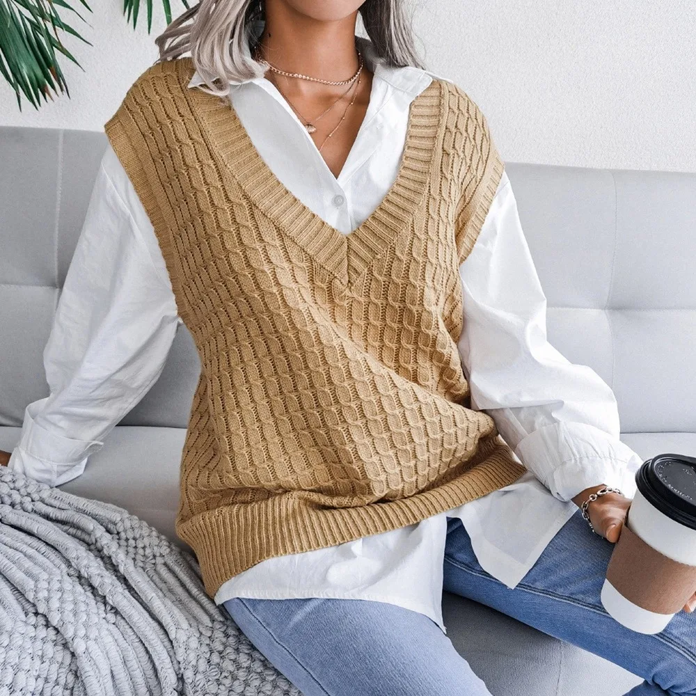 Sweater Vest Women Solid Autumn Winter All-match Leisure Outerwear Knitted V-Neck Sleeveless Female Elegant Chic Simple Harajuku
Sweater Vest Women Solid Autumn Winter All-match Leisure Outerwear Knitted V-Neck Sleeveless Female Elegant Chic Simple Harajuku